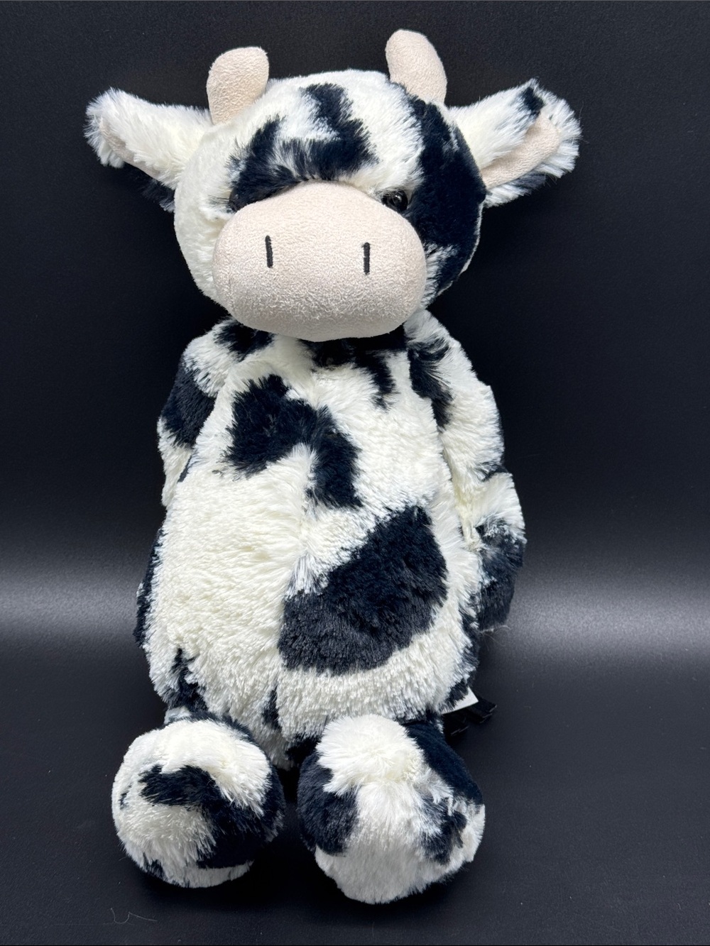 Retired Jellycat Black & White Bashful Calf Plush